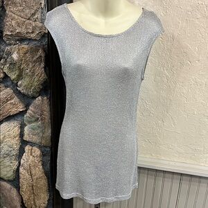 Donna Metallic Silver Knit Top